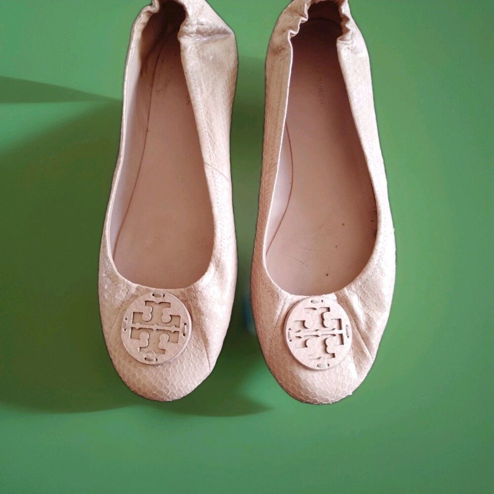 Tory Burch Snakeskin Leather  Ballet Flats Women Authentic